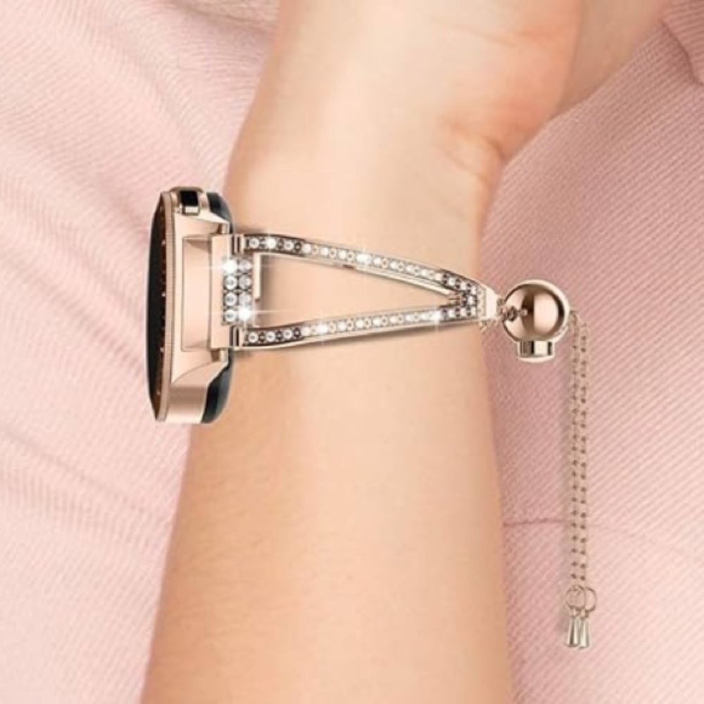 Samsung Galaxy Silver Tone Rhinestone Bling Adjustable Watch Band